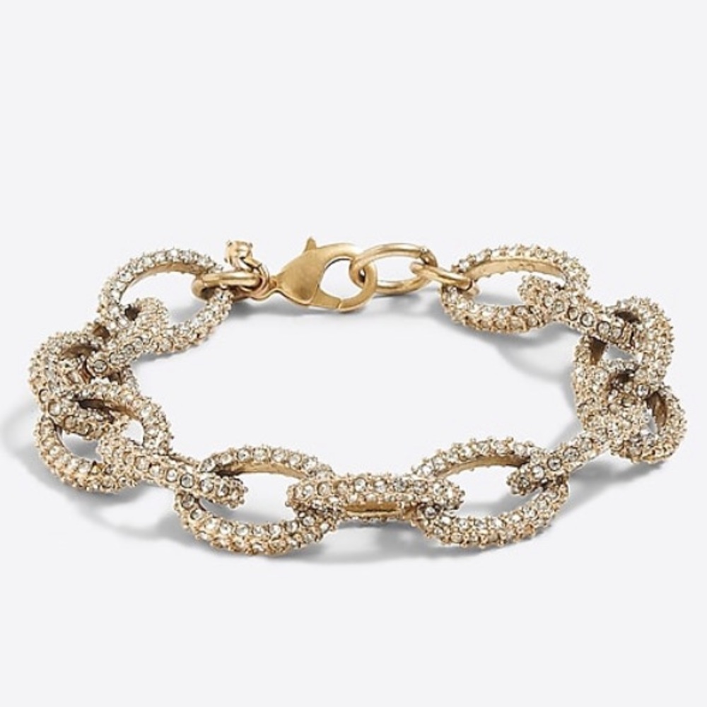 J Crew Factory Pave Gold Link Bracelet
